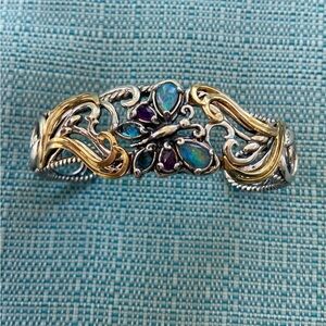 Carolyn Pollack Relios Sterling Silver and Brass Butterfly Cuff Bracelet